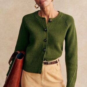 Sezane, Issuer Cardigan in Perfect Green, XS